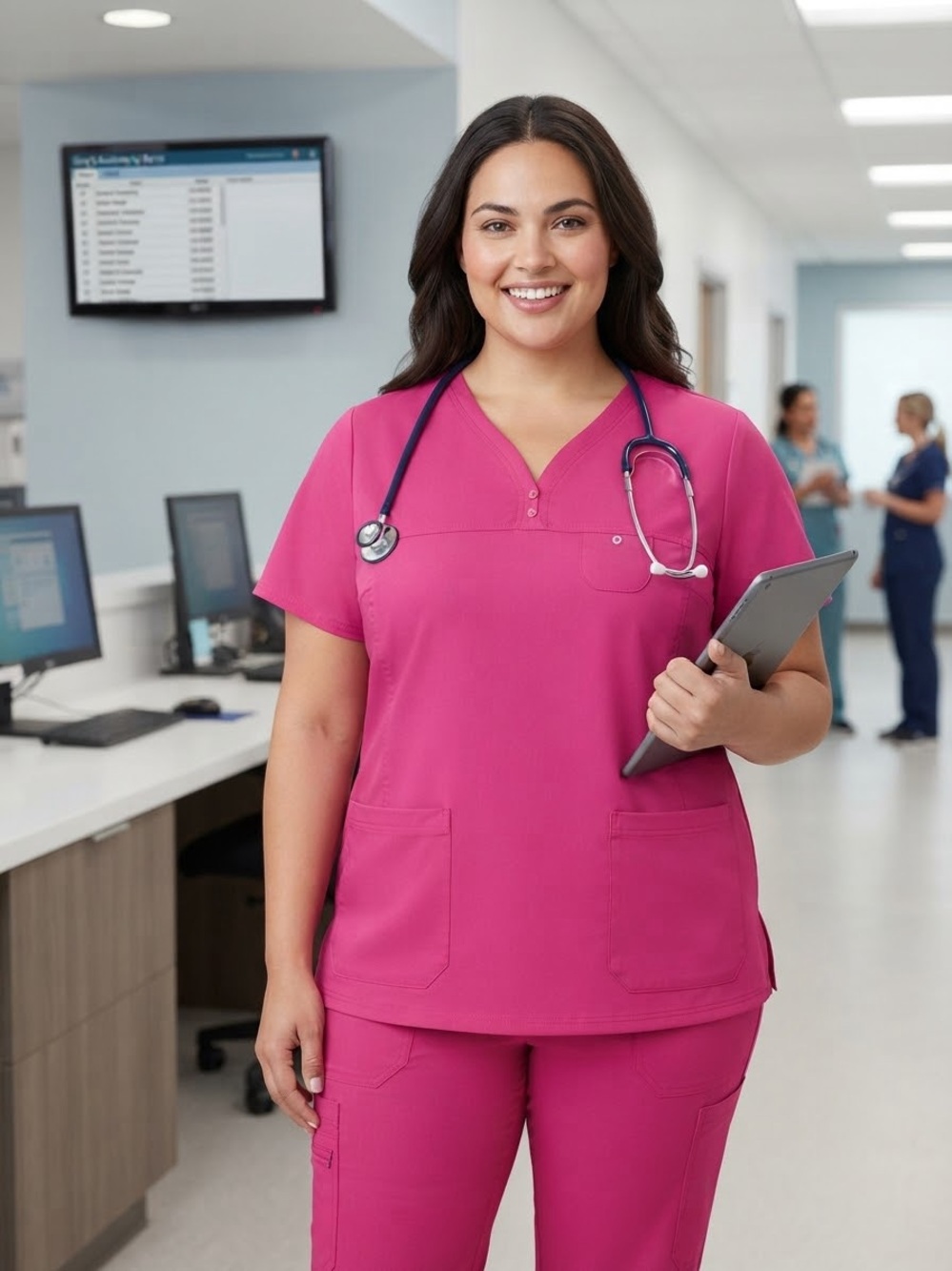 Grey's Anatomy Hot Pink Scrub Top. NWT
